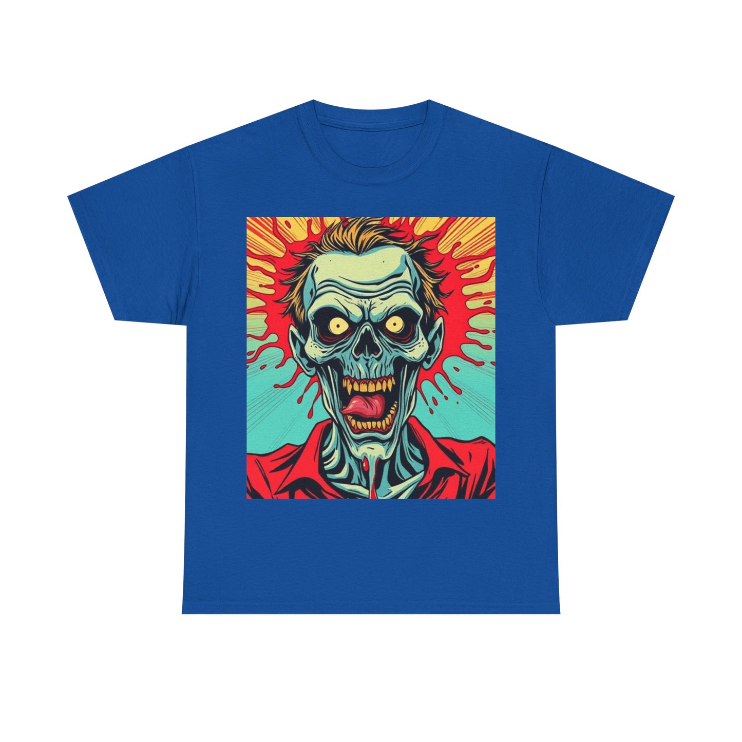 UK - Retro Zombie Graphic Unisex Heavy Cotton Tee - Perfect for Halloween or Horror Fans