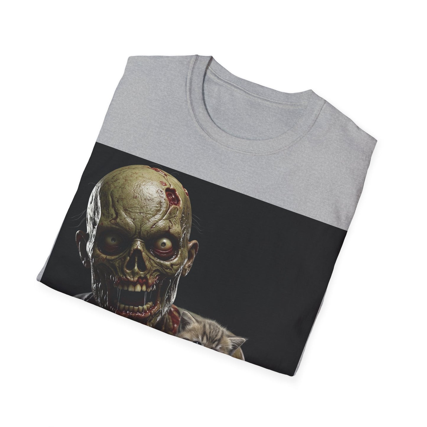UK - Cute Zombie Cat Apocalyptic Portrait Tee, bold, decaying zombie graphic