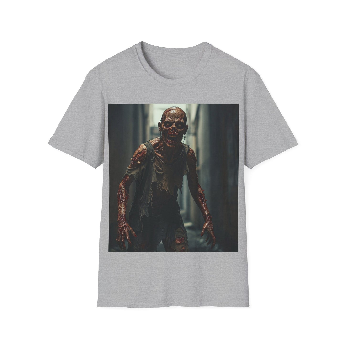UK - Zombie Graphic Unisex Softstyle T-Shirt - Perfect for Halloween & Horror Fans