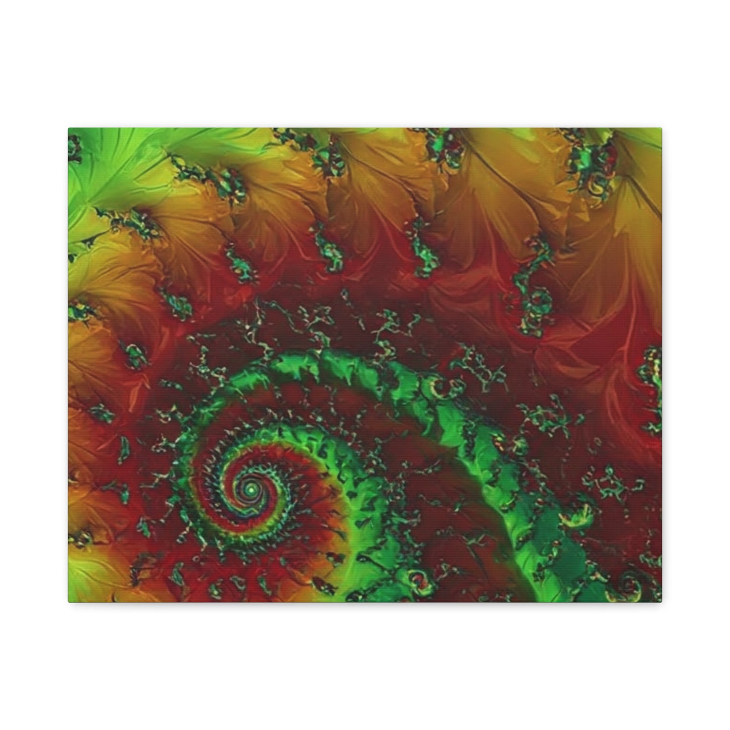 Vibrant Fractal Art Canvas - Green and Red Abstract Wall Decor