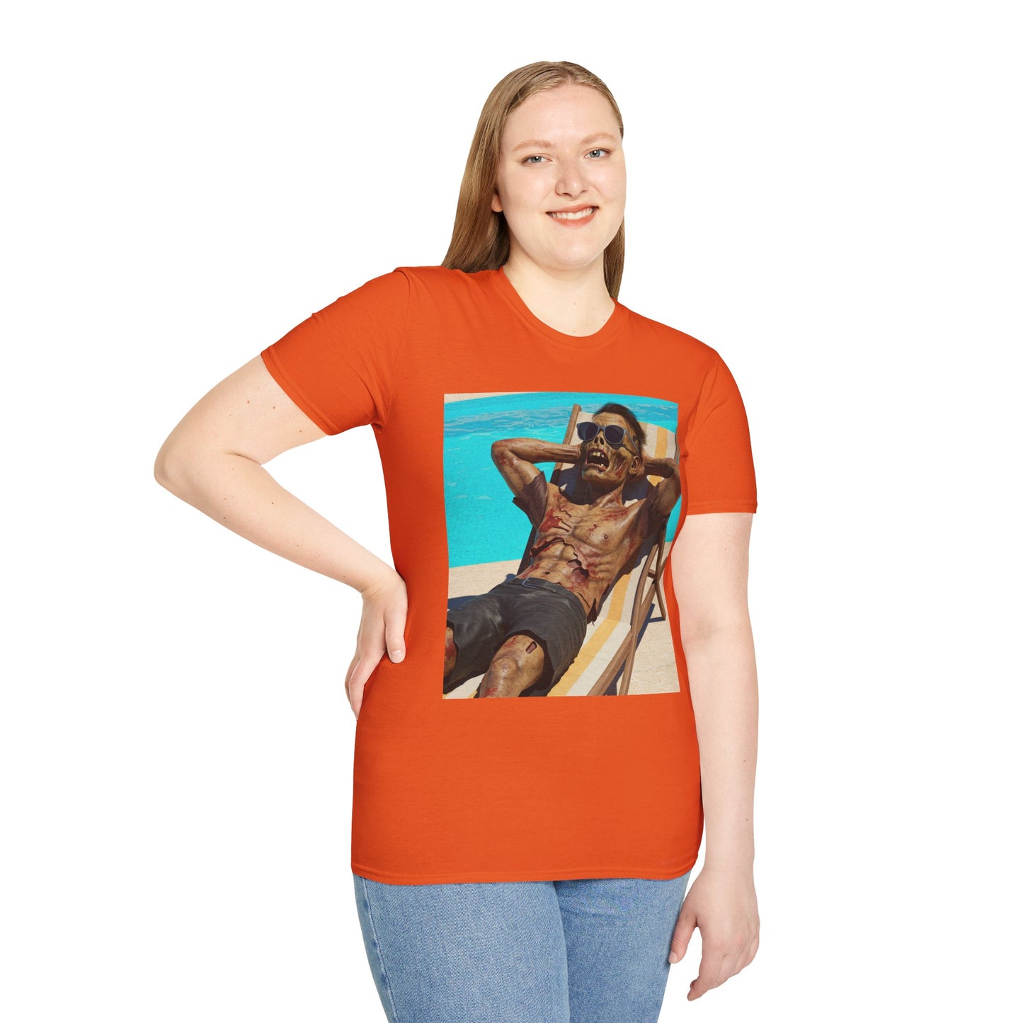 Zombie Relaxation Unisex Softstyle T-Shirt - Perfect for Halloween and Casual Outings