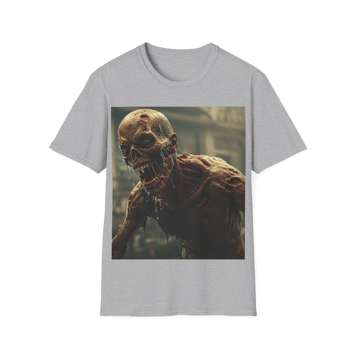 UK - Unisex Softstyle Zombie Graphic T-Shirt - Spooky Halloween Tee