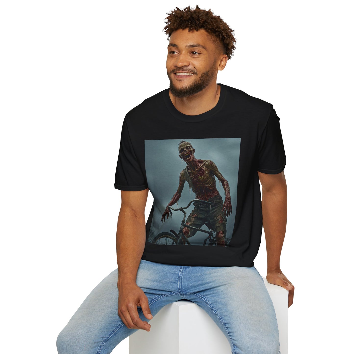 Unisex Zombie Graphic T-Shirt - Spooky Biker Design for Halloween