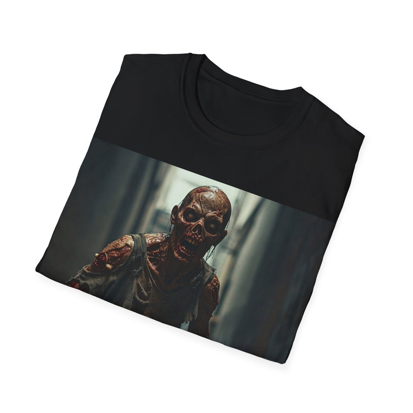 UK - Zombie Graphic Unisex Softstyle T-Shirt - Perfect for Halloween & Horror Fans