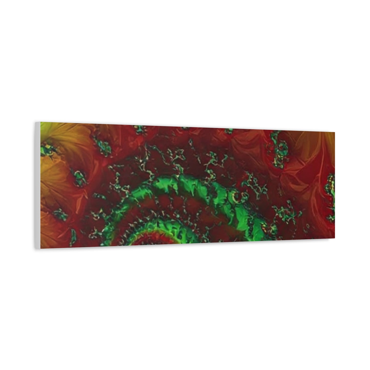 Vibrant Fractal Art Canvas - Green and Red Abstract Wall Decor