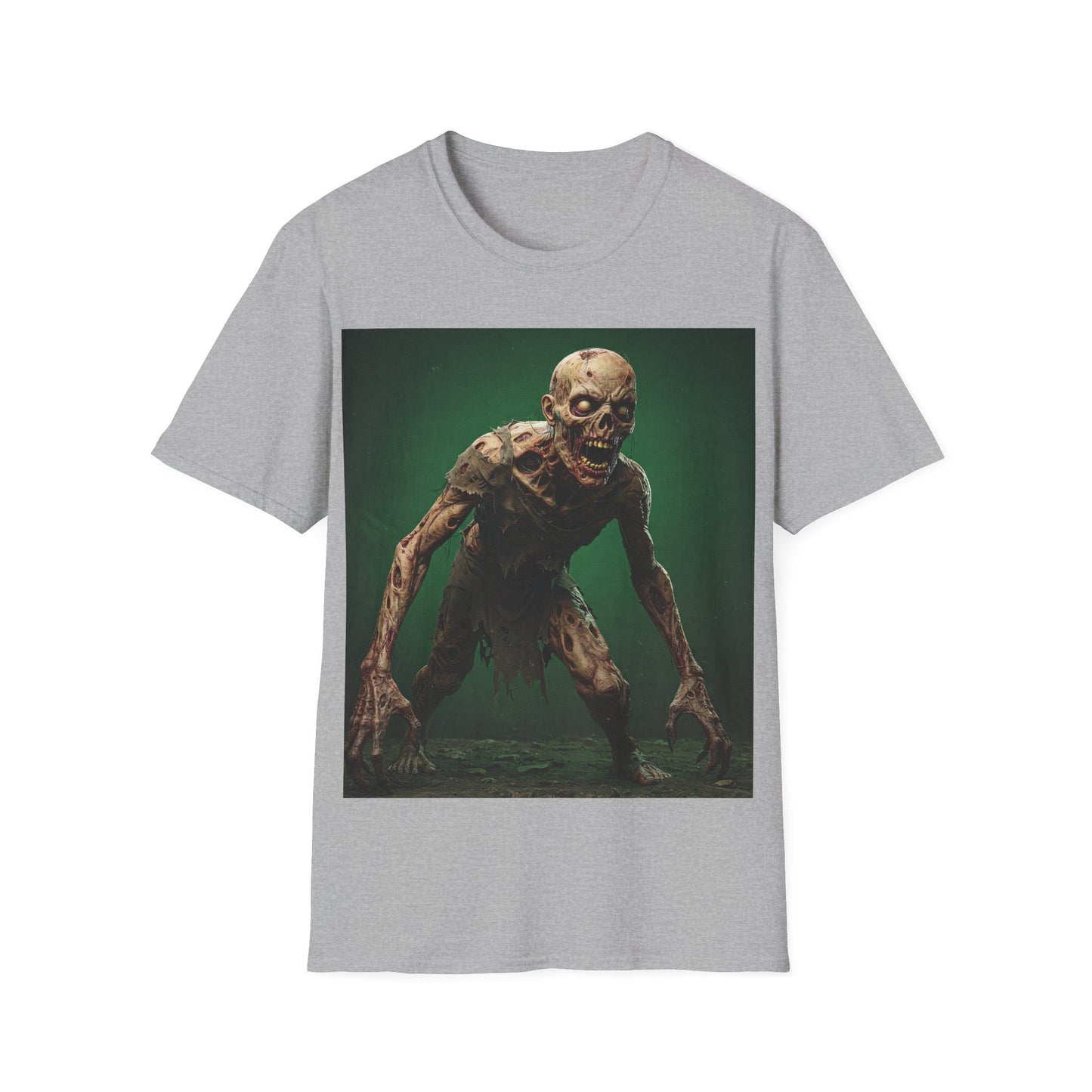 UK - Zombie Graphic Unisex Softstyle T-Shirt - Perfect for Halloween and Horror Fans