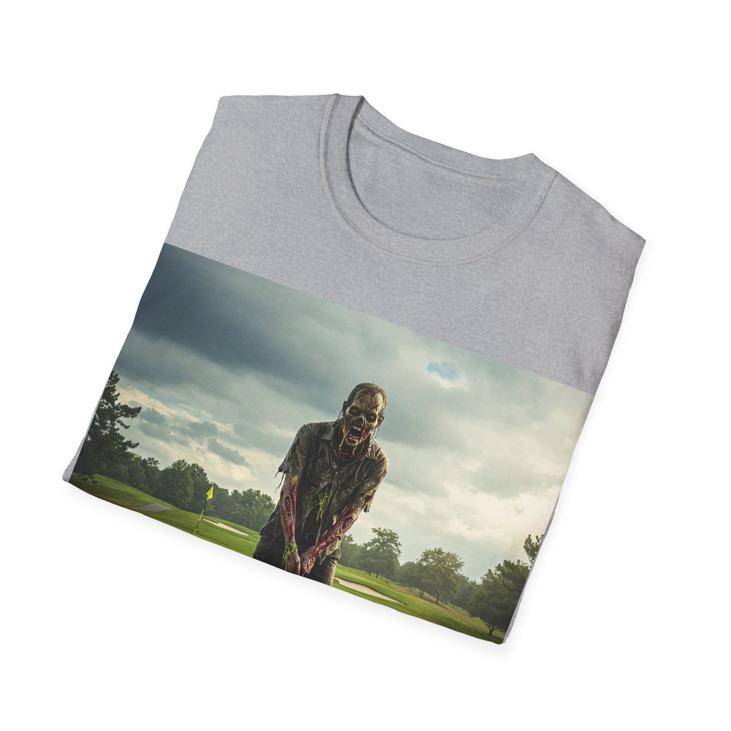 UK - Inspirational Golf Swing Apocalyptic Portrait Tee, bold, decaying zombie graphic