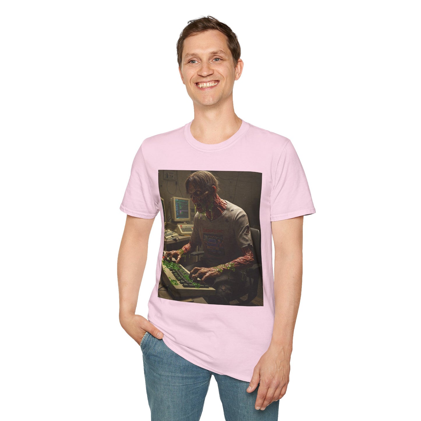Zombie Hacker Unisex Softstyle T-Shirt - Retro Gaming Vibe