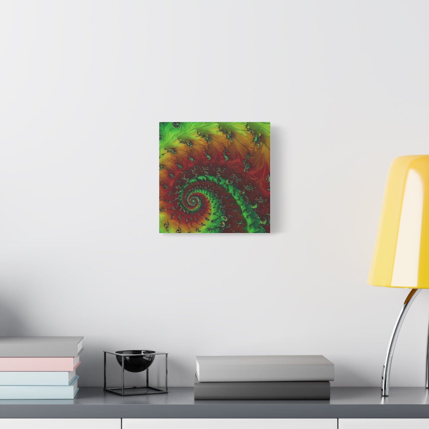 Vibrant Fractal Art Canvas - Green and Red Abstract Wall Decor