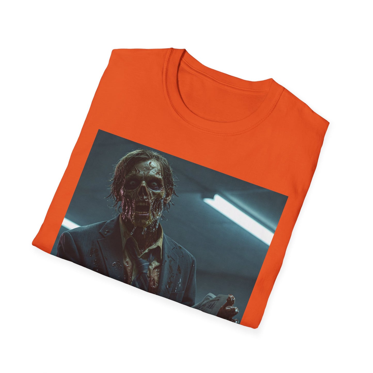 Zombie Horror Unisex Softstyle T-Shirt - Spooky Graphic Tee for Halloween and Horror Lovers