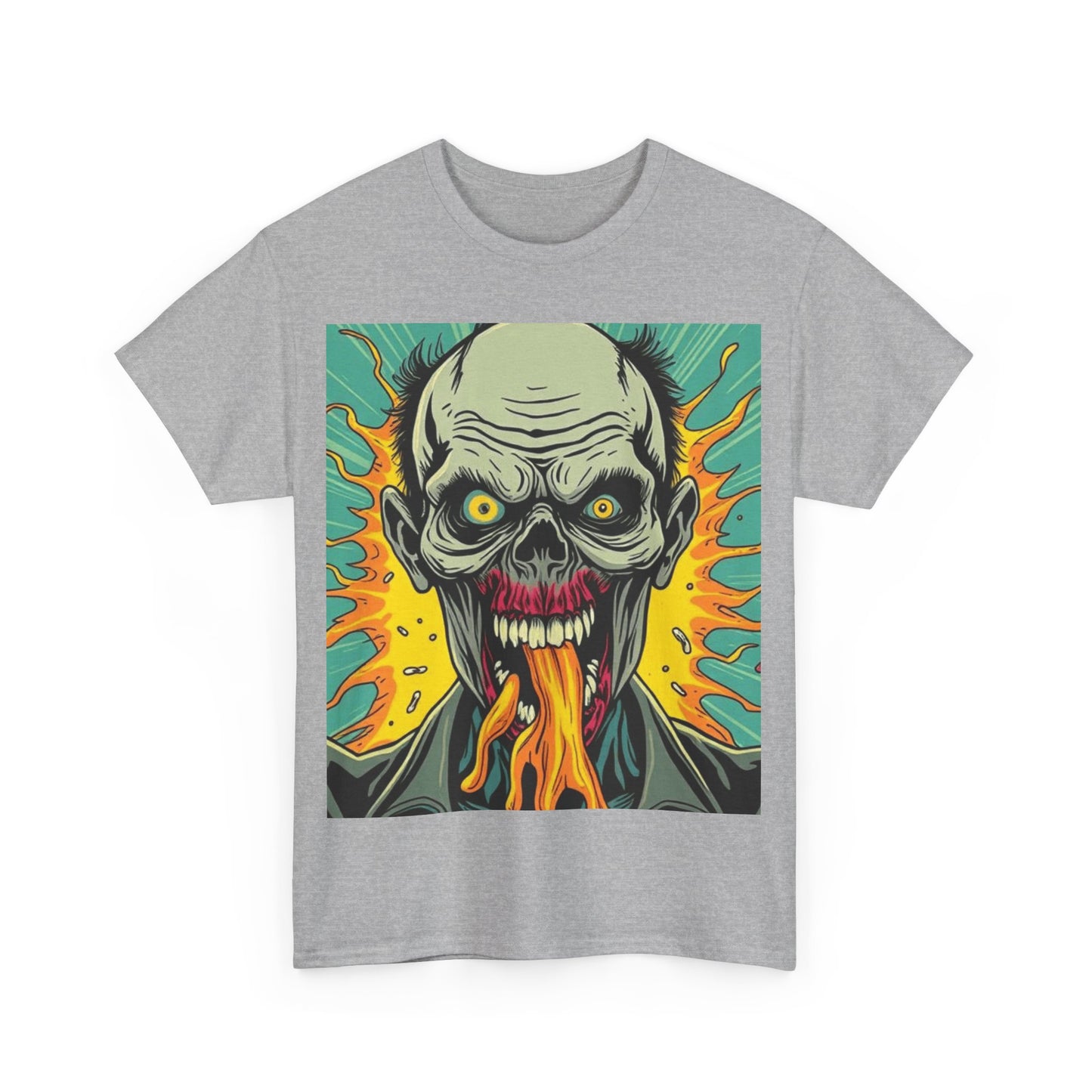 UK - Unisex Heavy Cotton Tee - Fiery Skull Graphic Shirt