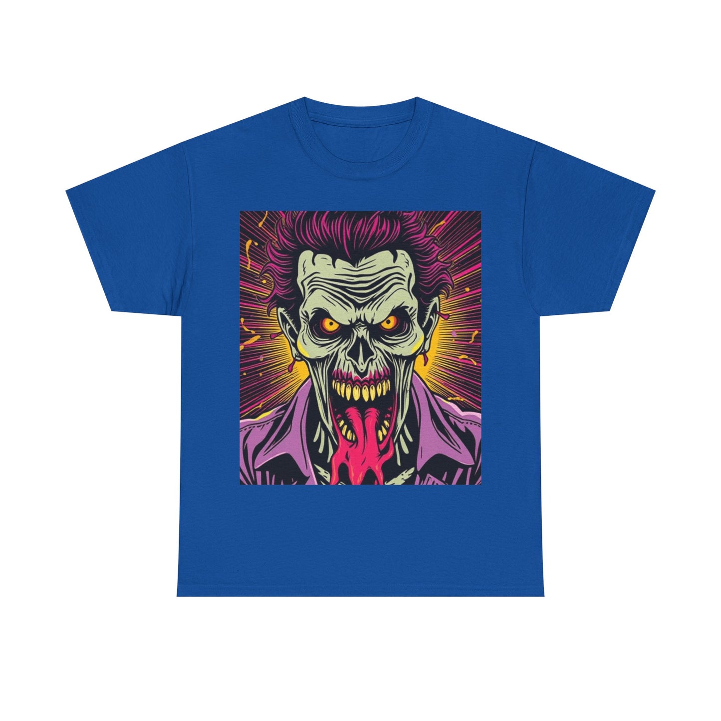 UK - Unisex Heavy Cotton Tee - Vibrant Zombie Joker Graphic Tee