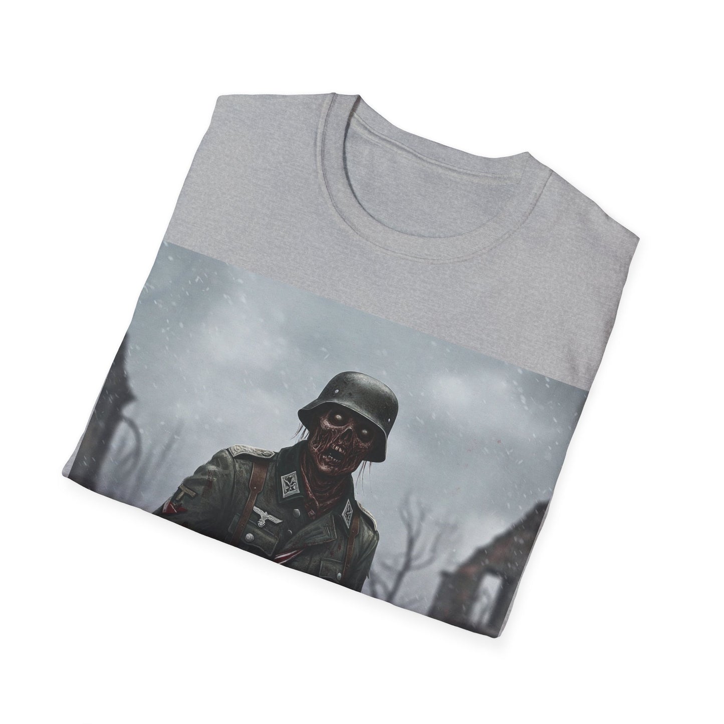 UK - Unisex Softstyle Graphic T-Shirt - Zombie Soldier Design