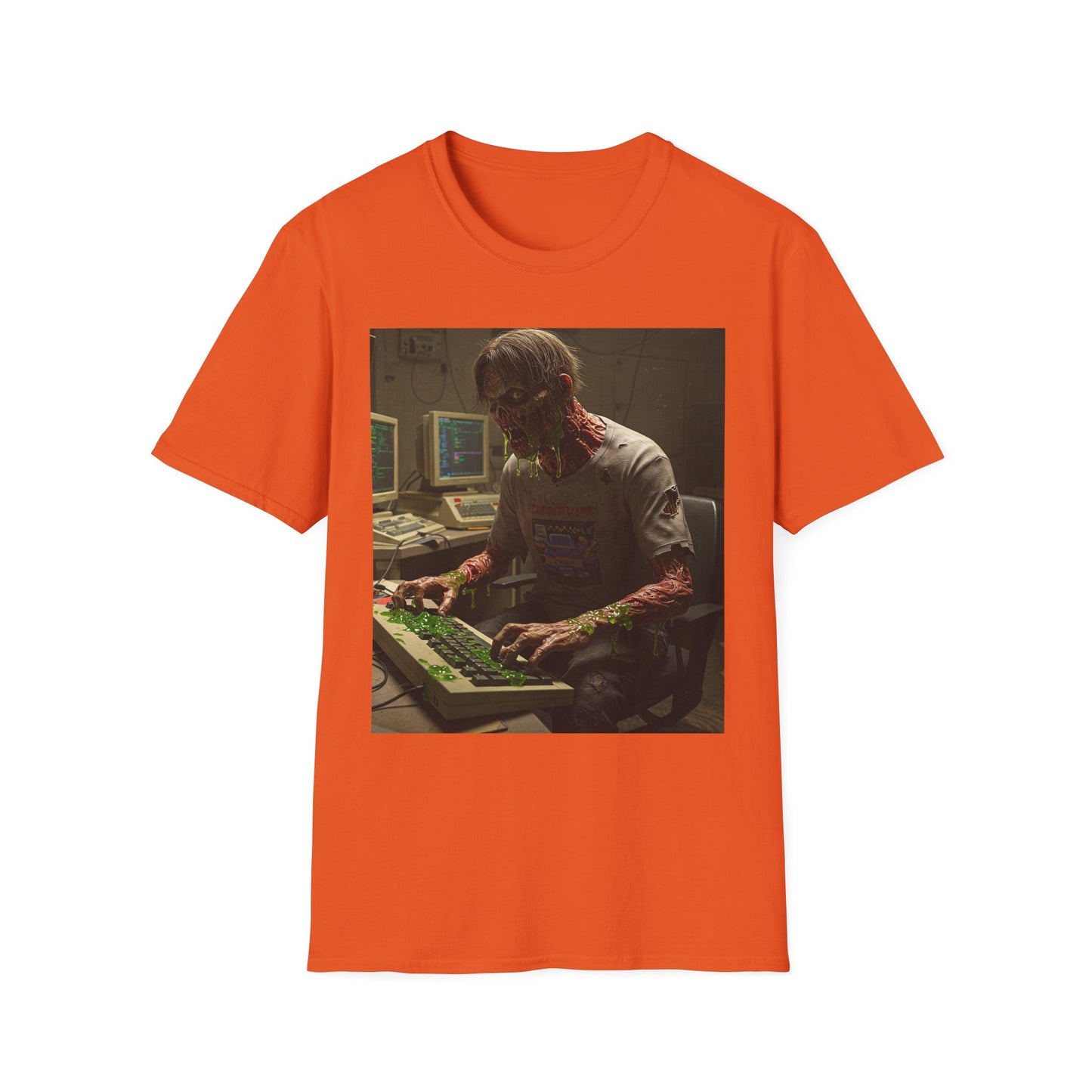 Zombie Hacker Unisex Softstyle T-Shirt - Retro Gaming Vibe
