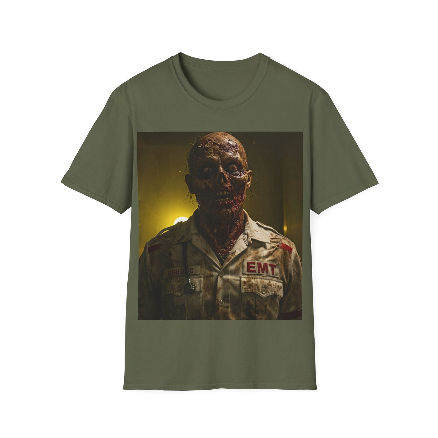 UK - Zombie EMT Unisex Softstyle T-Shirt - Horror Apparel for Halloween