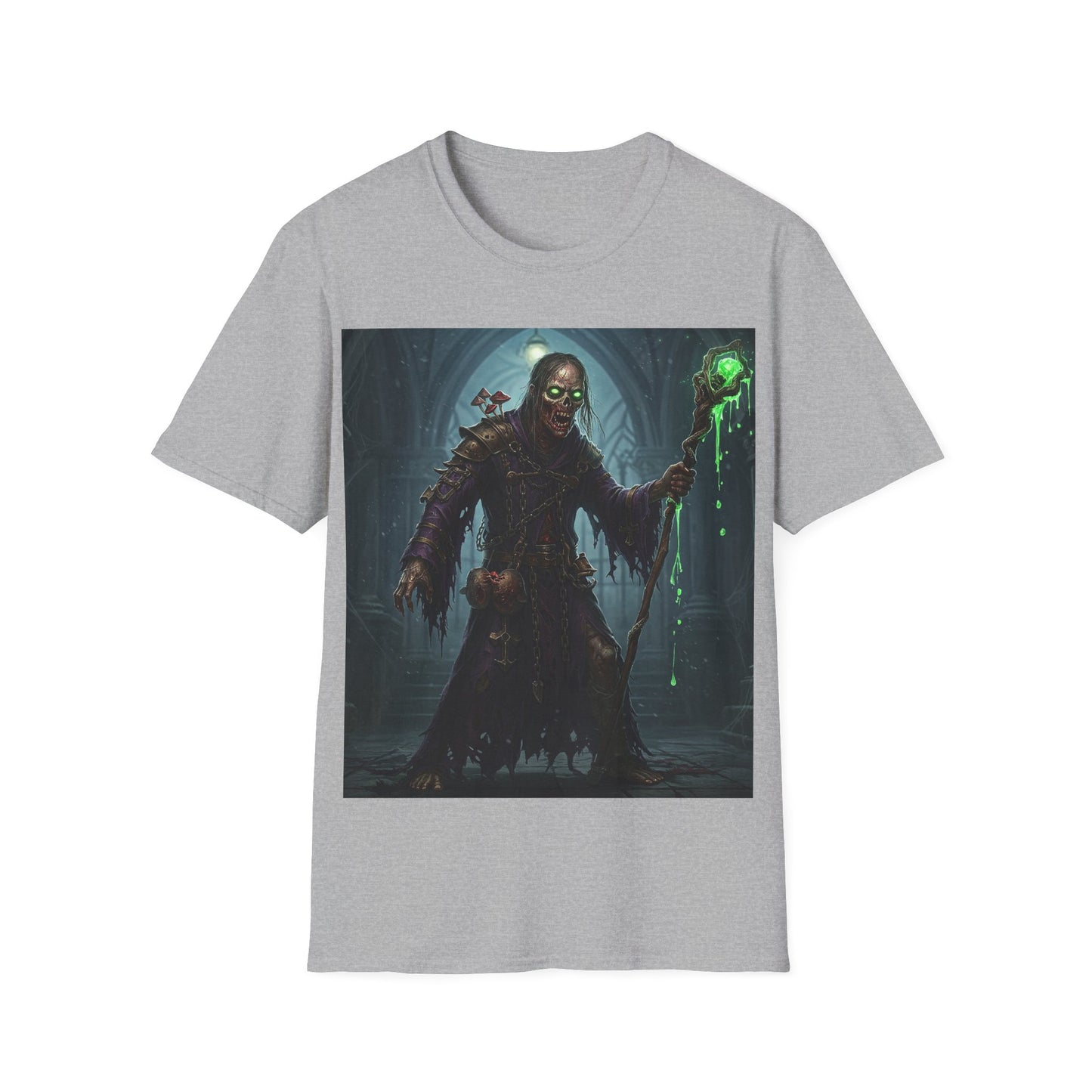 UK - Spooky Sorcerer Apocalyptic Portrait Tee, bold, decaying zombie graphic