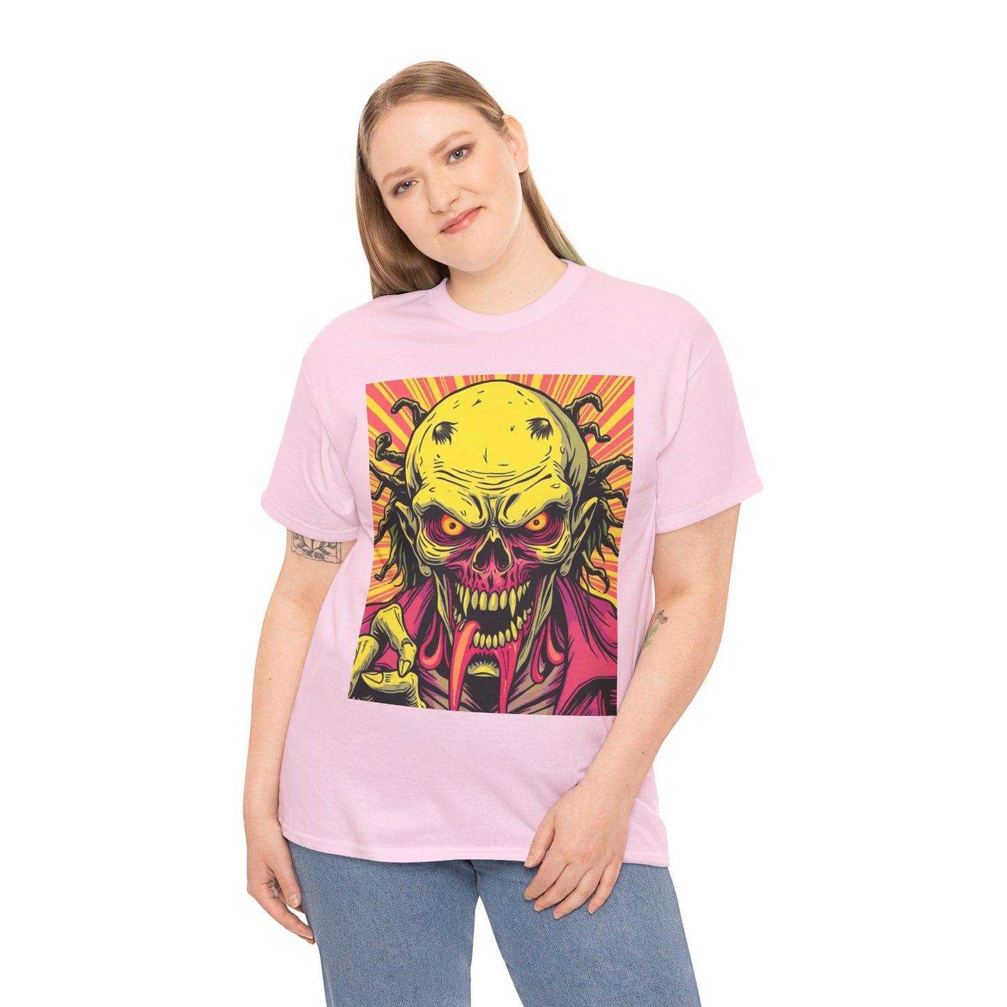 Unisex Heavy Cotton Tee - Spooky Skeleton Design for Halloween