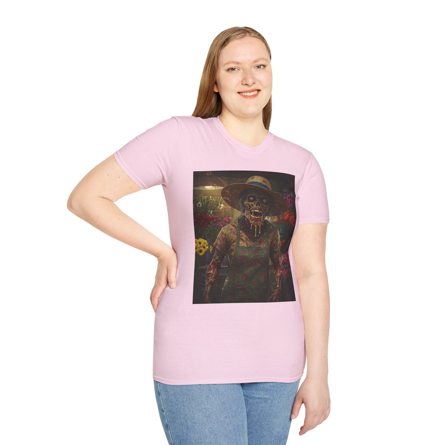 Unisex Softstyle T-Shirt - Vintage Floral Skeleton Design for Halloween