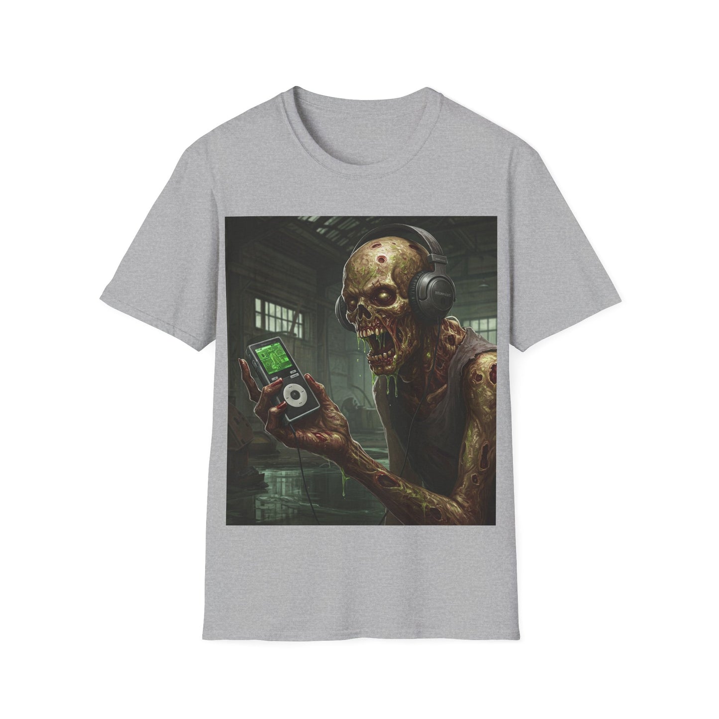 UK - Zombie Listening to Music Unisex Softstyle T-Shirt
