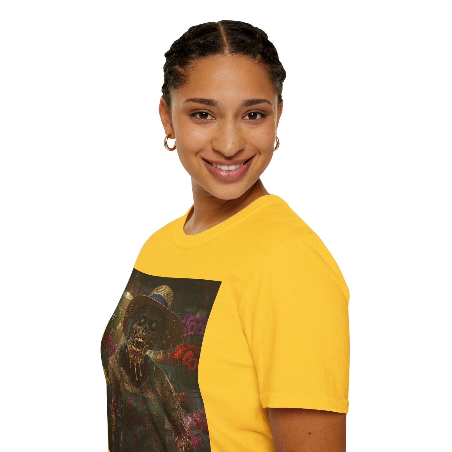 Unisex Softstyle T-Shirt - Vintage Floral Skeleton Design for Halloween