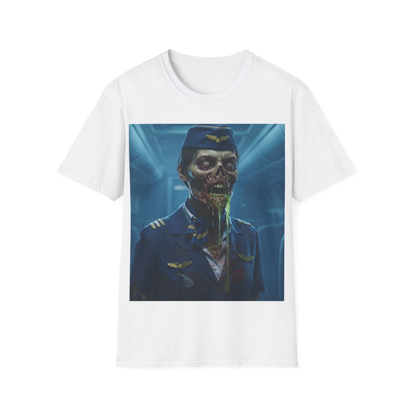 UK - Zombie Pilot Apocalyptic Portrait Tee, bold, decaying zombie graphic