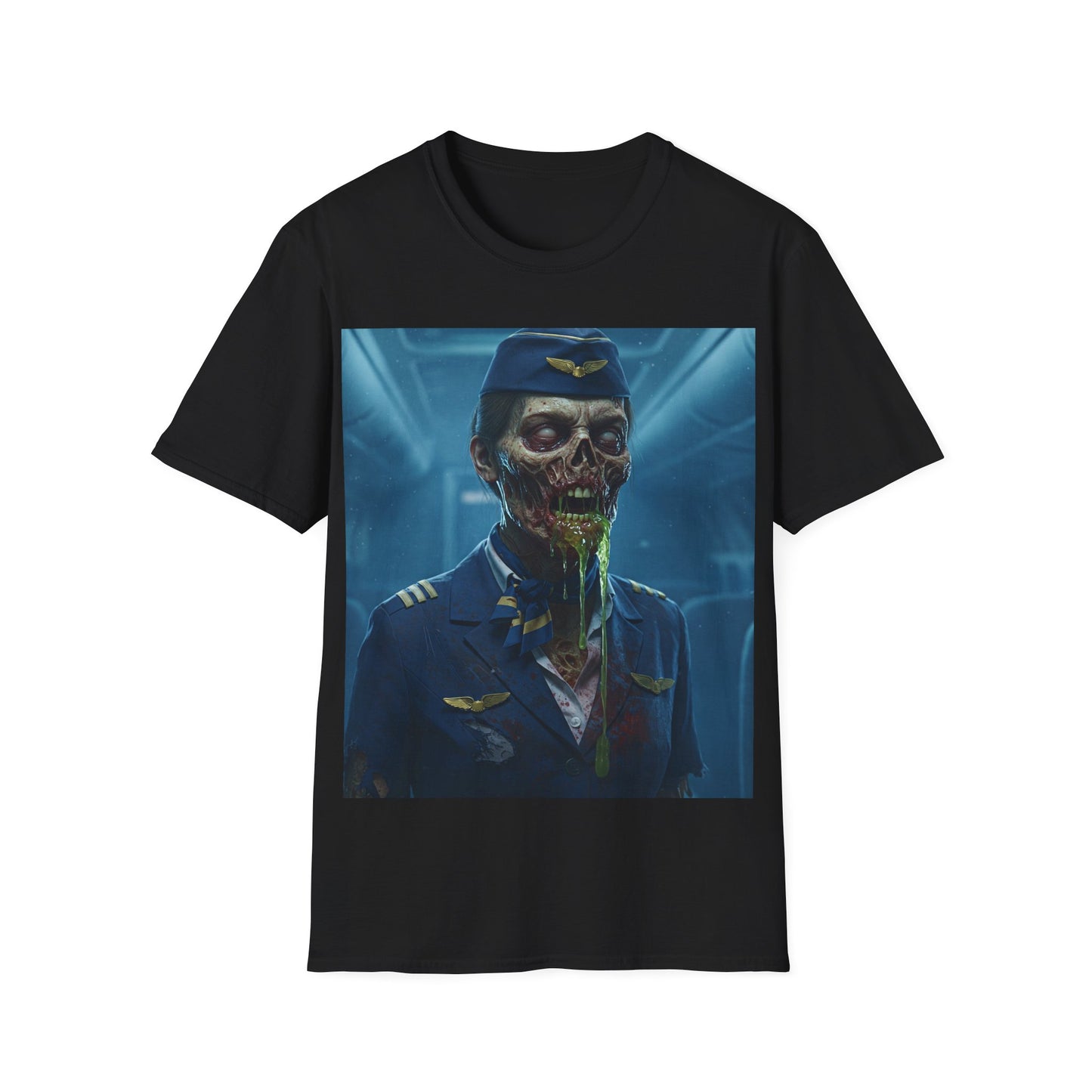 UK - Zombie Pilot Apocalyptic Portrait Tee, bold, decaying zombie graphic