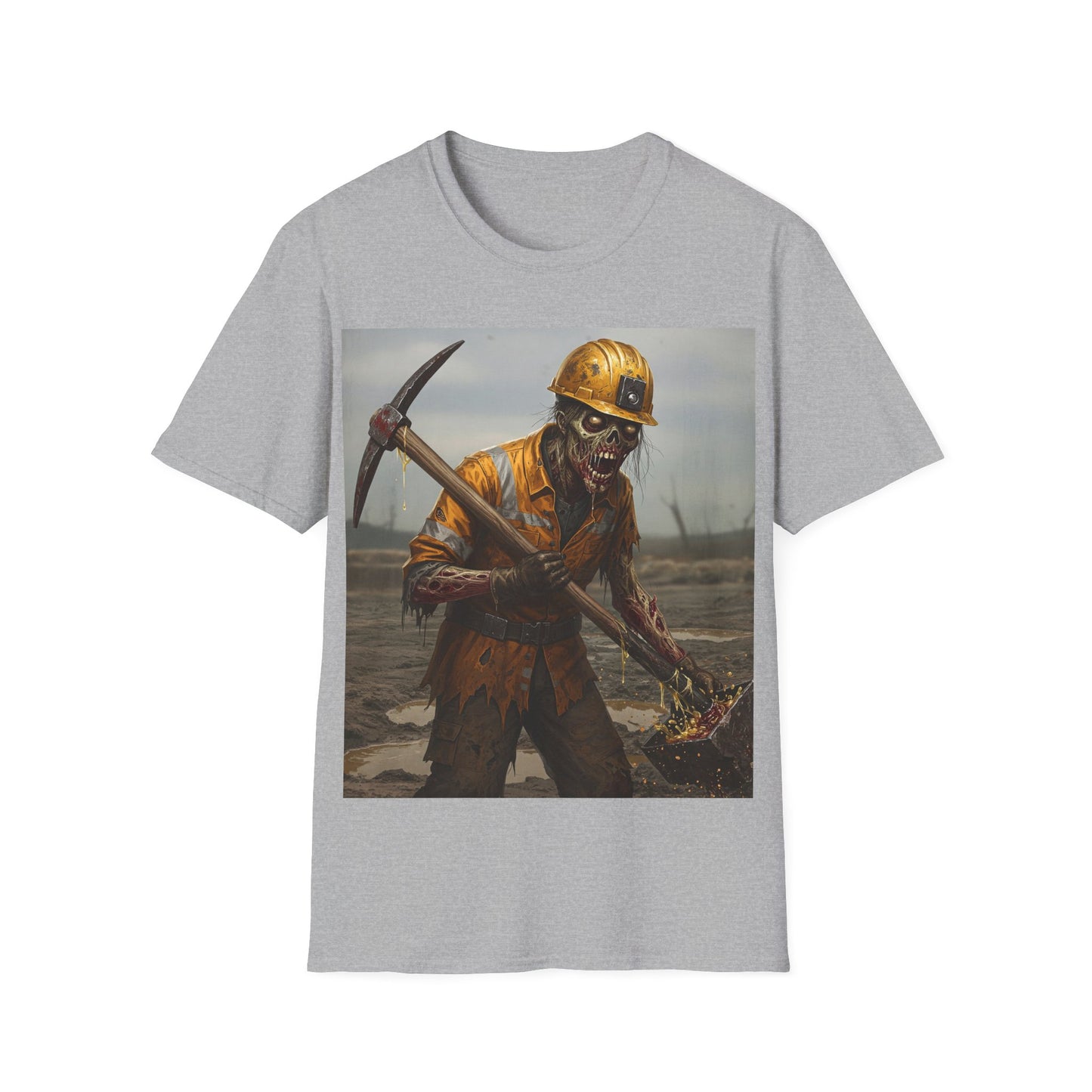 UK - Zombie Miner Unisex Softstyle T-Shirt | Spooky Graphic Tee for Horror Fans