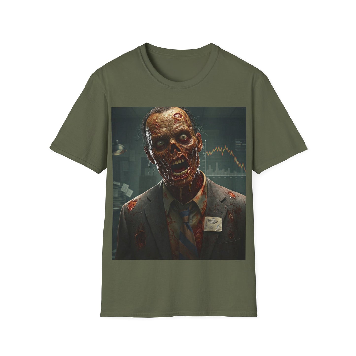 UK - Zombie Businessman Unisex Softstyle T-Shirt | Spooky Halloween Apparel