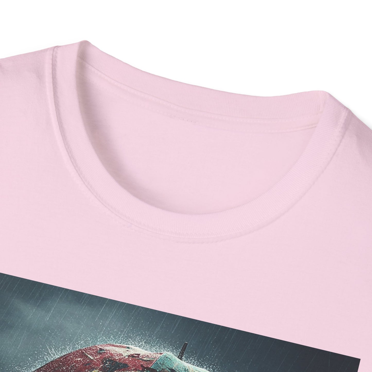 Unisex Softstyle T-Shirt - Creepy Skeleton with Umbrella Design - Perfect for Halloween