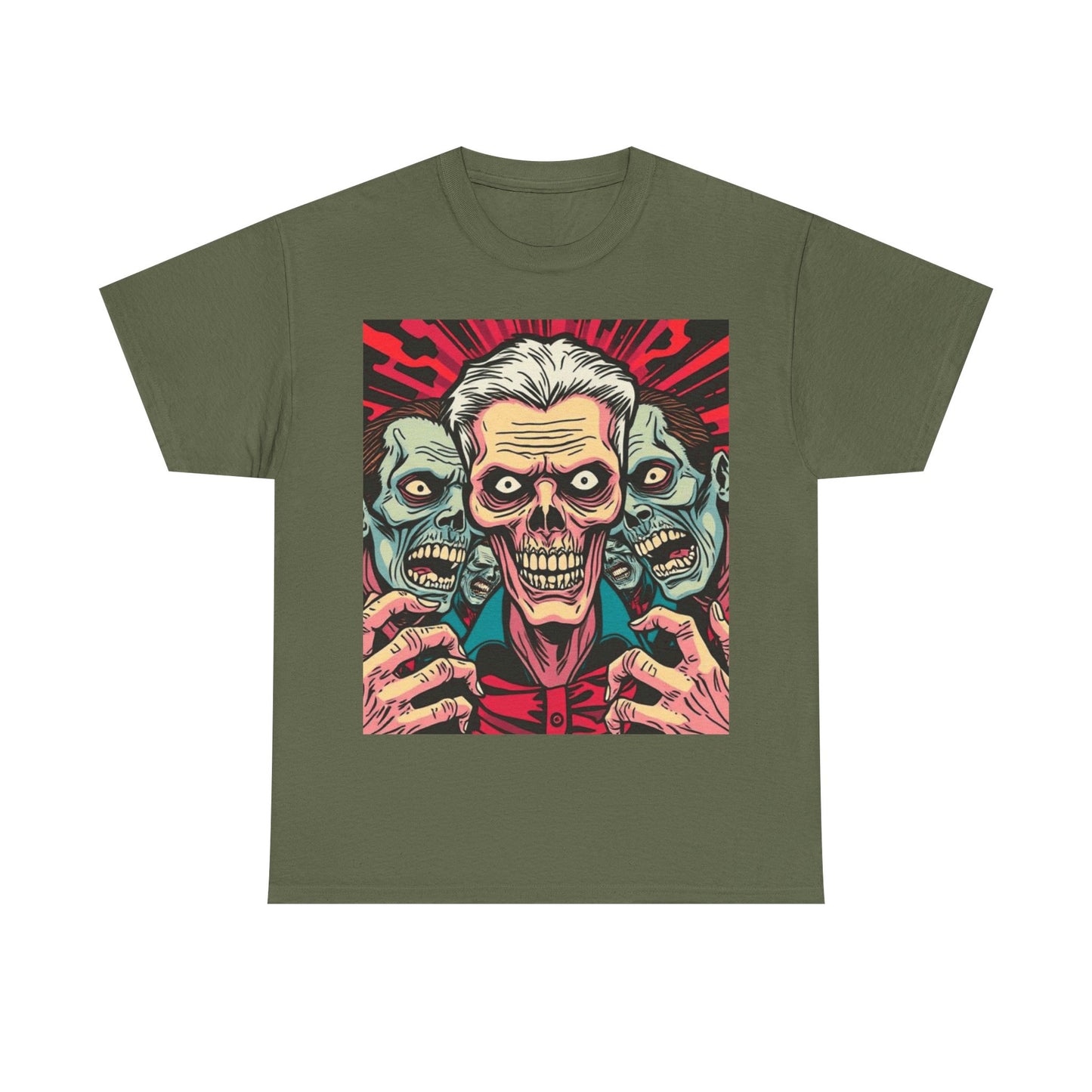 UK - Spooky Skull Graphic Unisex Heavy Cotton Tee - Perfect for Halloween and Casual Wear