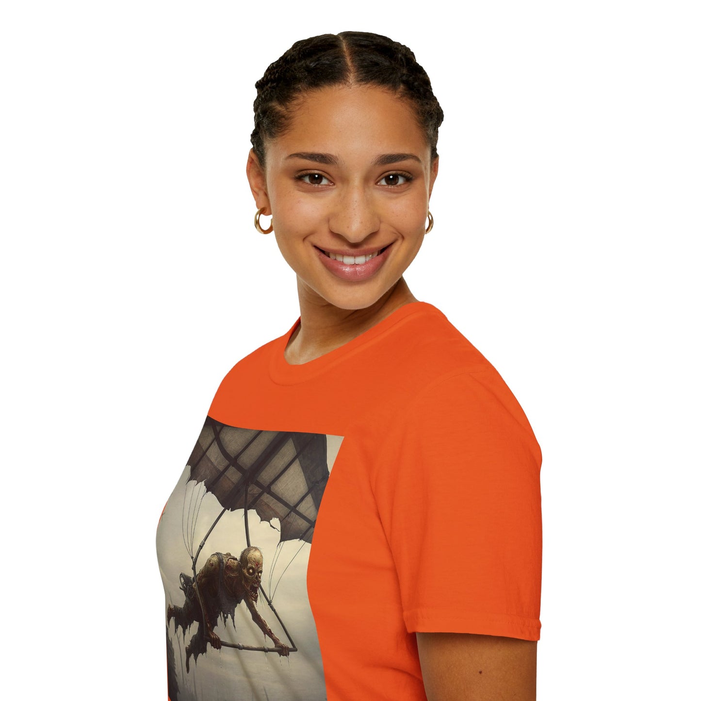 Zombie Parachute Unisex Softstyle T-Shirt - Perfect for Halloween and Horror Fans