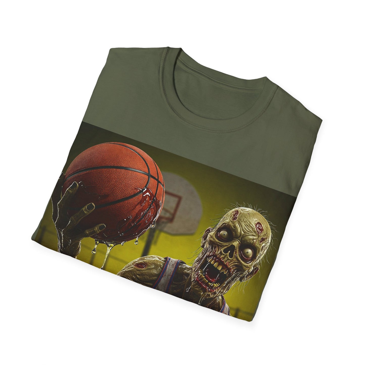 UK - Zombie Basketball Apocalyptic Portrait Tee, bold, decaying zombie graphic