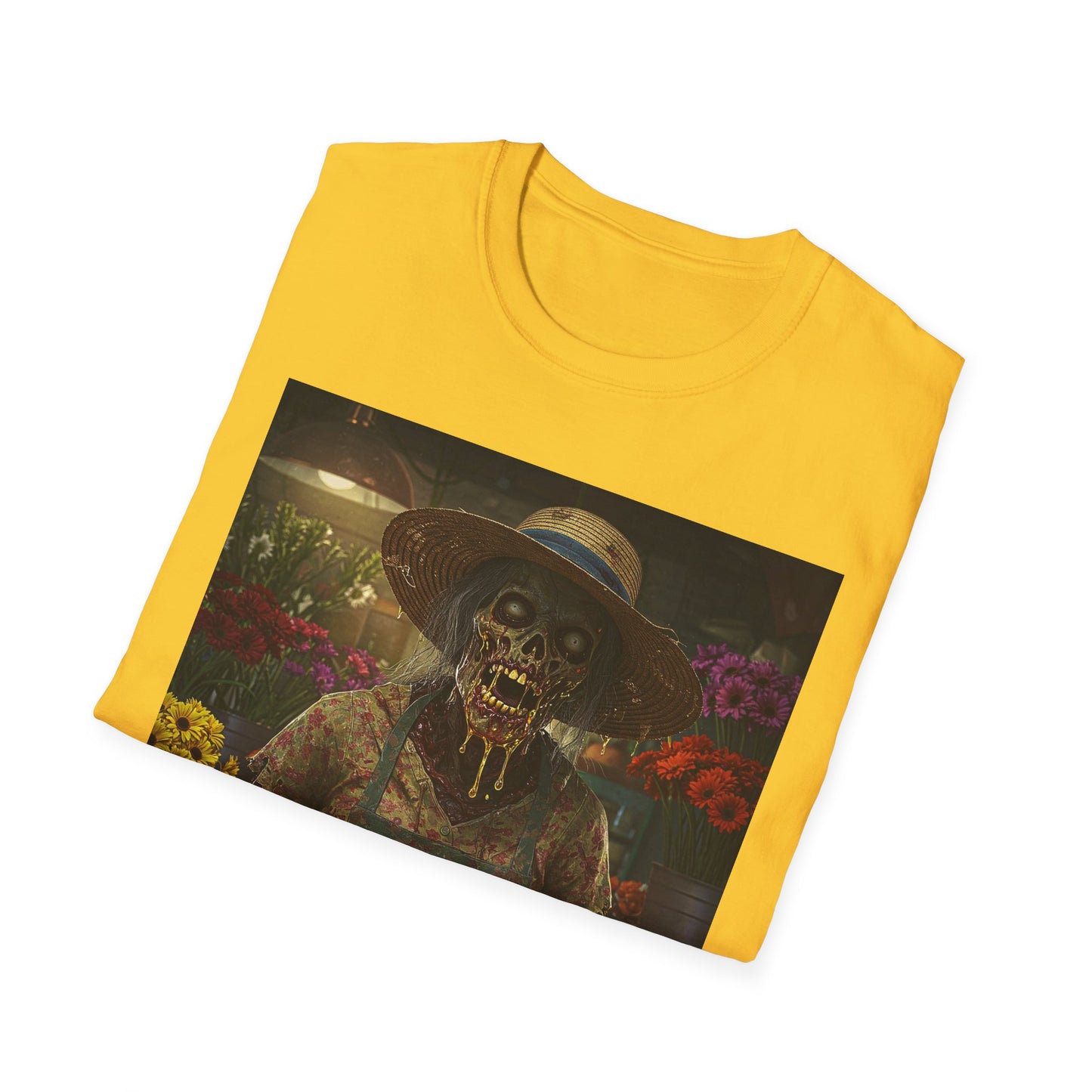 Unisex Softstyle T-Shirt - Vintage Floral Skeleton Design for Halloween