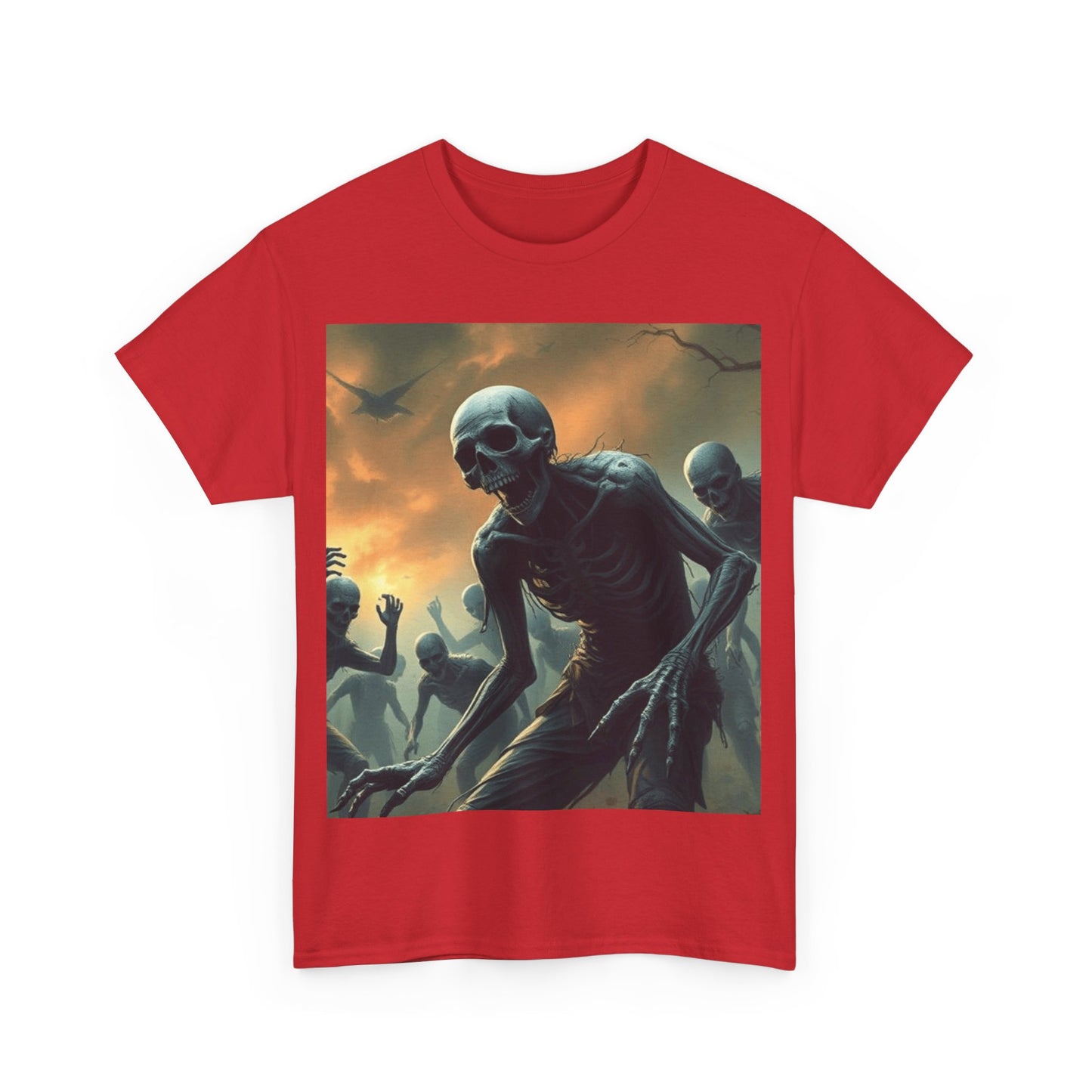 UK - Unisex Heavy Cotton Tee - Eerie Skeleton Design for Halloween Enthusiasts