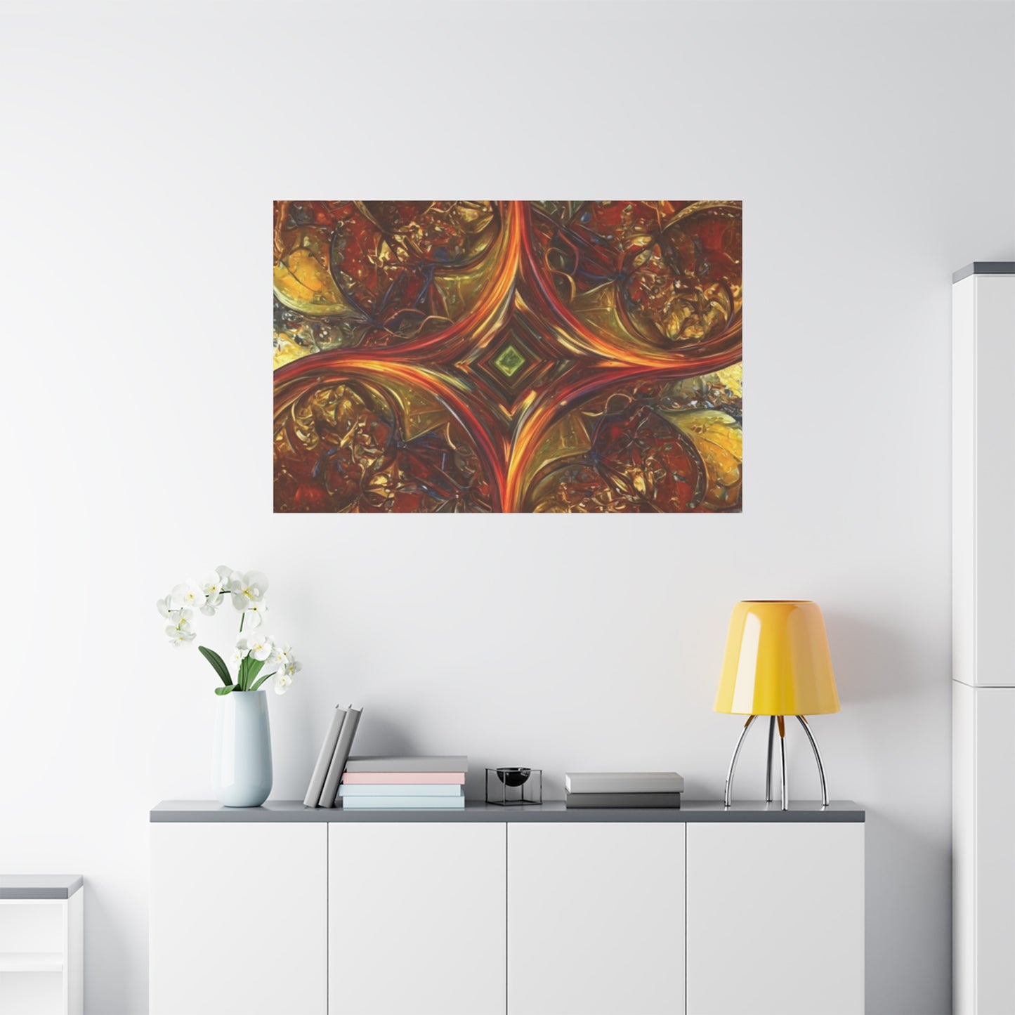 Abstract Art Matte Canvas Wall Decor - Vibrant Fractal Design, Colorful Home Accent