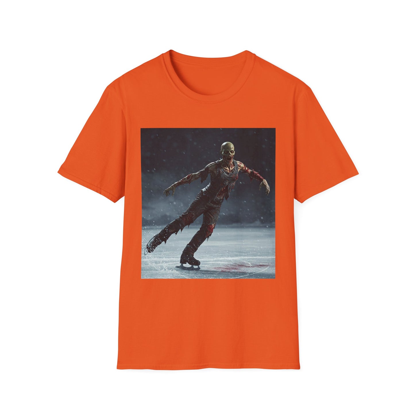 Chilling Thriller Unisex Softstyle T-Shirt - Ice Skating Horror Design