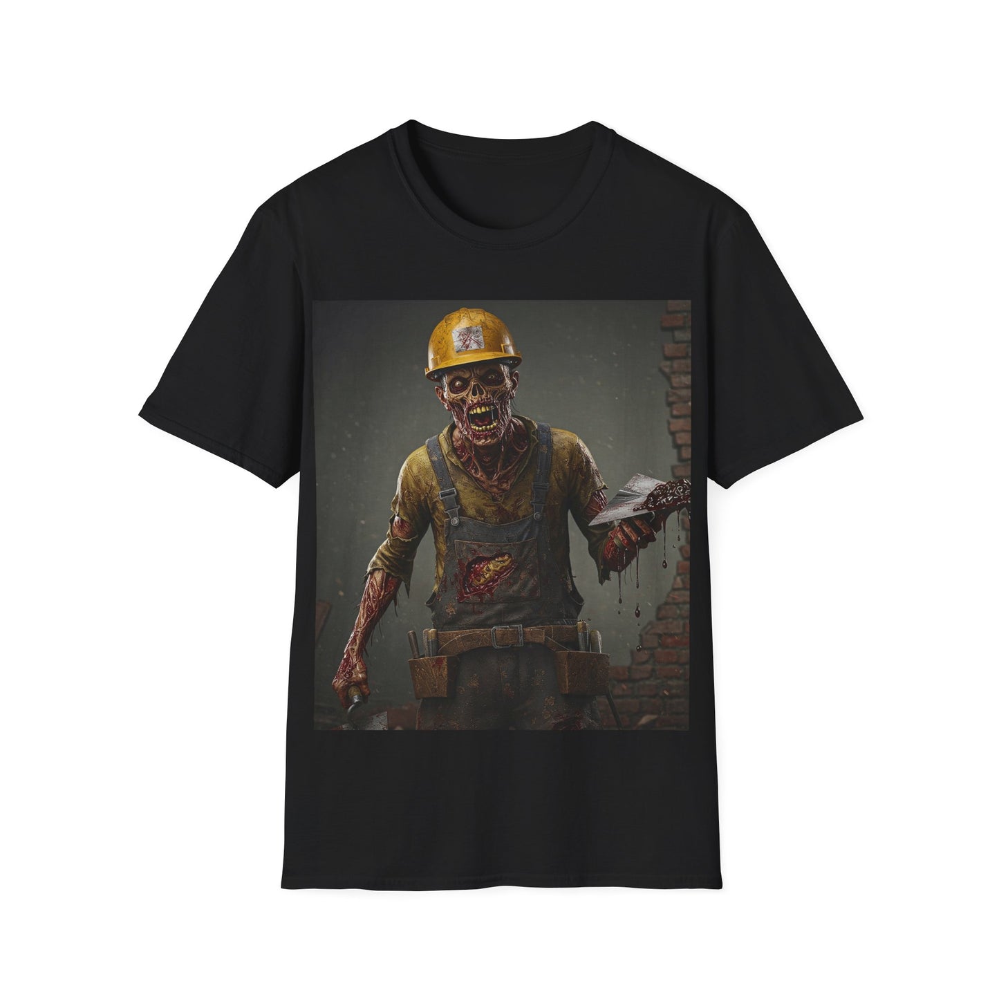 UK - Zombie Construction Worker Unisex Softstyle T-Shirt
