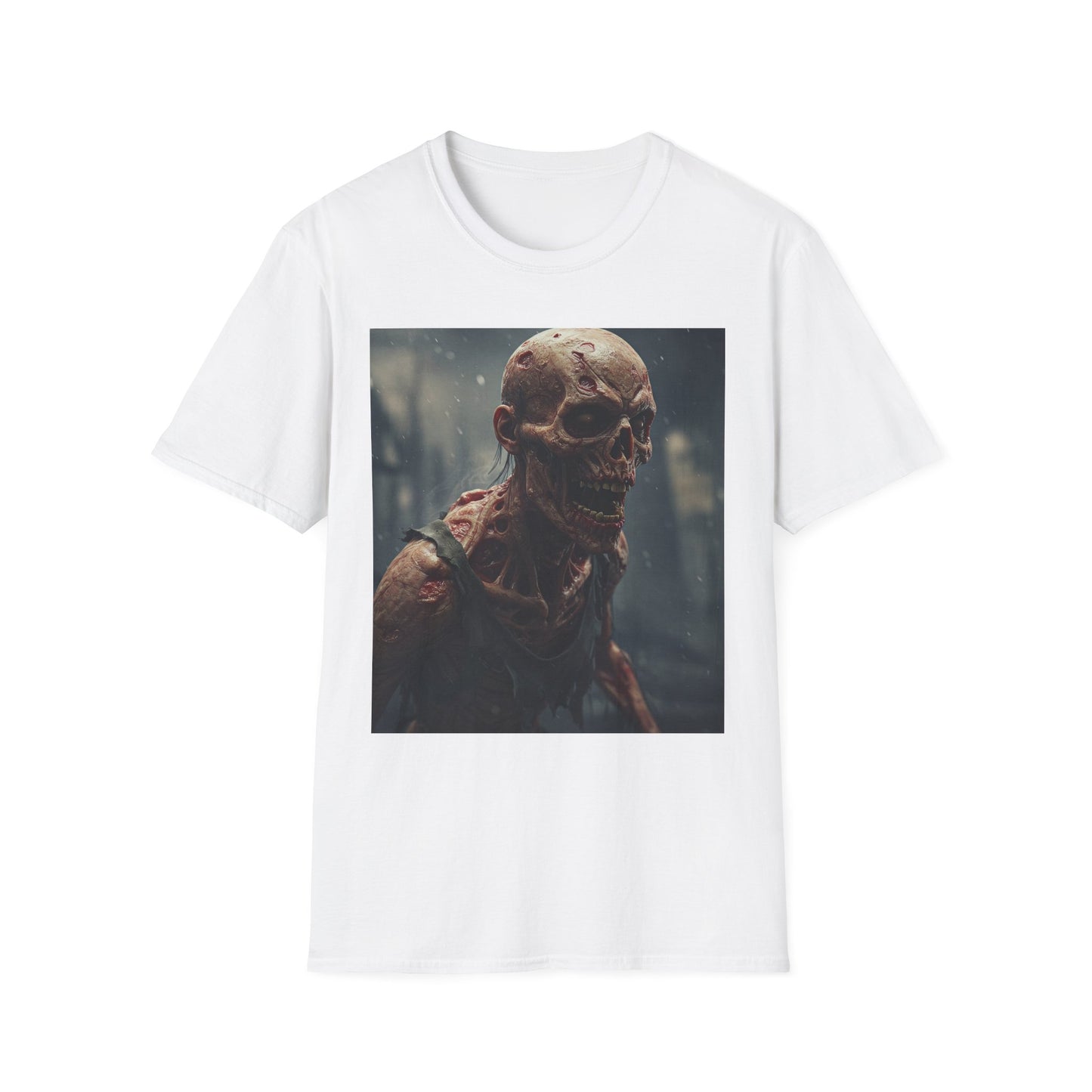 Unisex Softstyle T-Shirt with Creepy Skeleton Design - Perfect for Halloween and Horror Fans