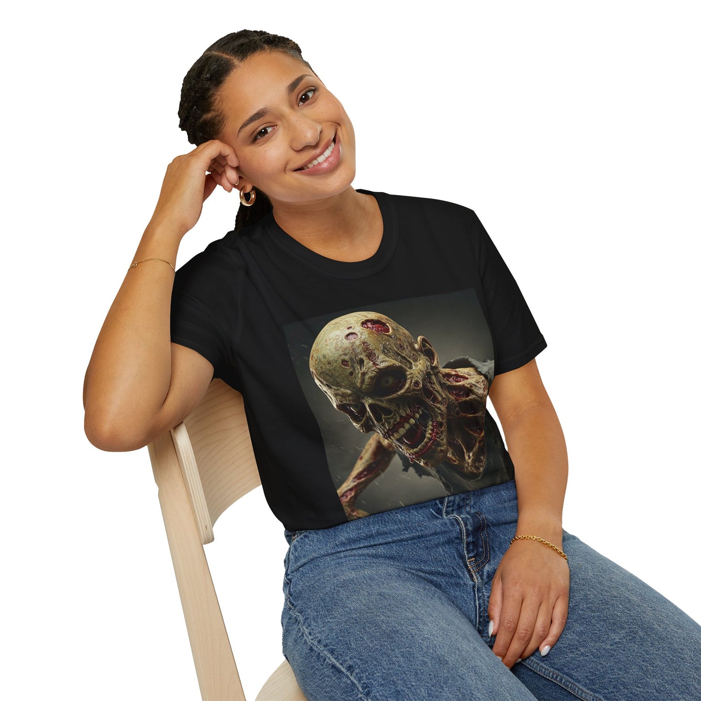 Zombie Skull Unisex Softstyle T-Shirt - Spooky Halloween Tee