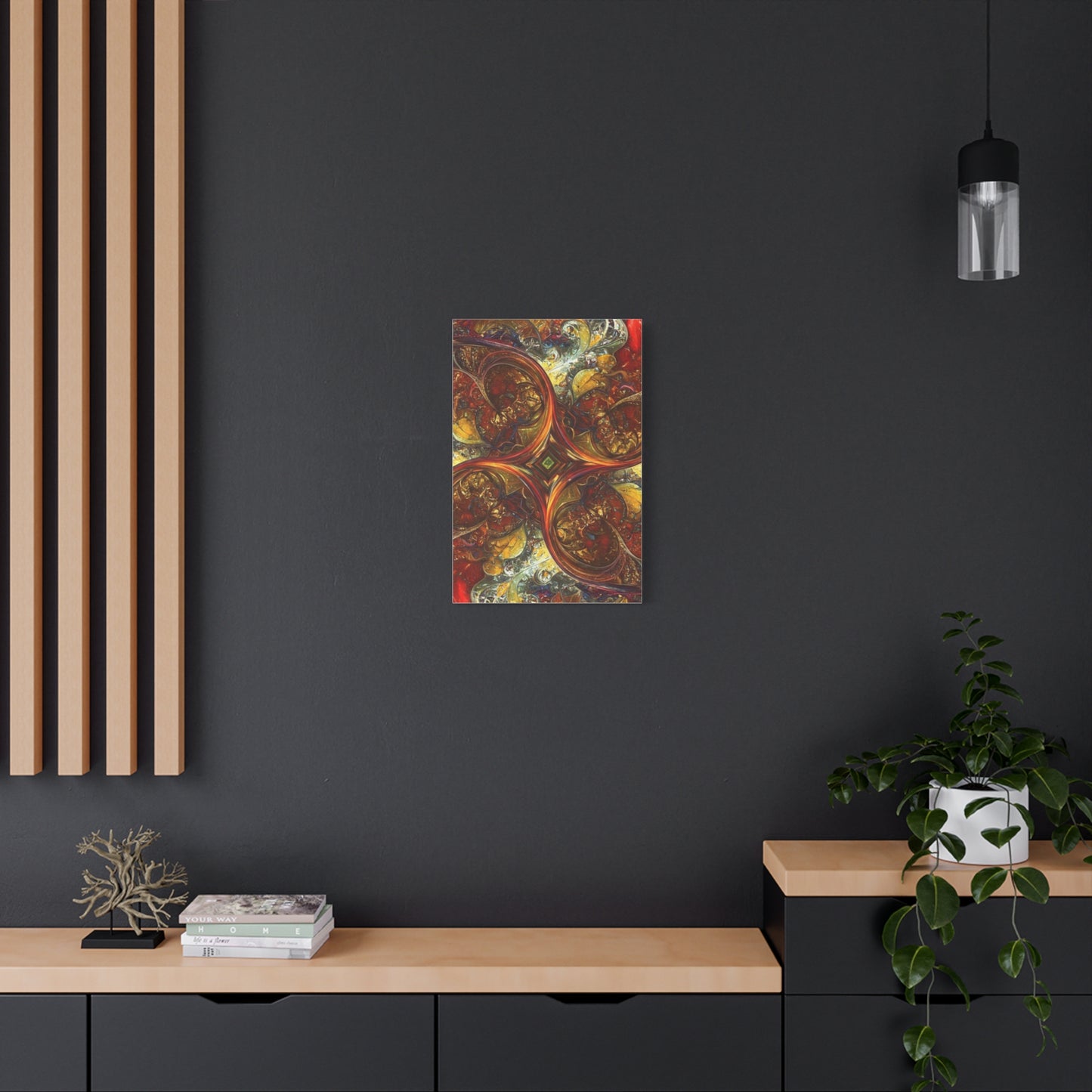 Abstract Art Matte Canvas Wall Decor - Vibrant Fractal Design, Colorful Home Accent