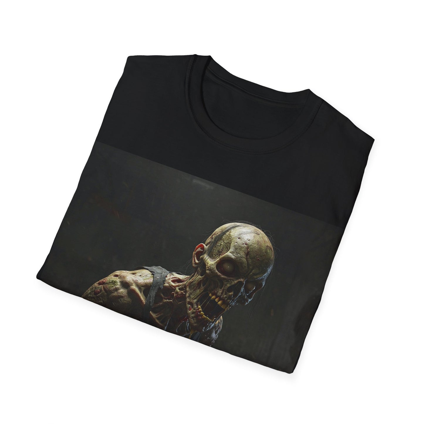 UK - Creepy Zombie Unisex Softstyle T-Shirt - Perfect for Halloween & Horror Fans