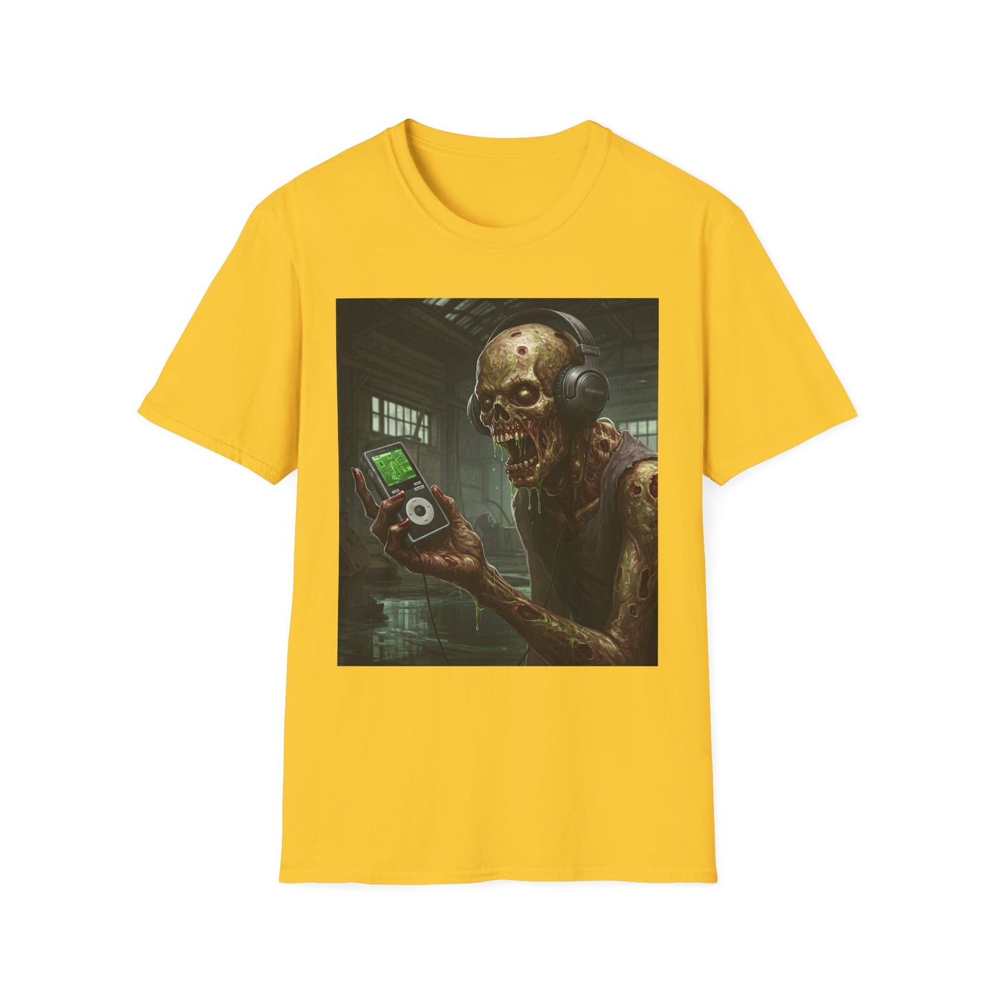 Zombie Listening to Music Unisex Softstyle T-Shirt