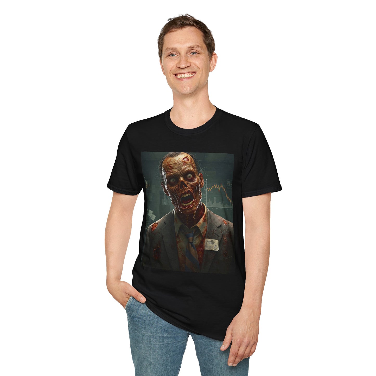 Zombie Businessman Unisex Softstyle T-Shirt | Spooky Halloween Apparel