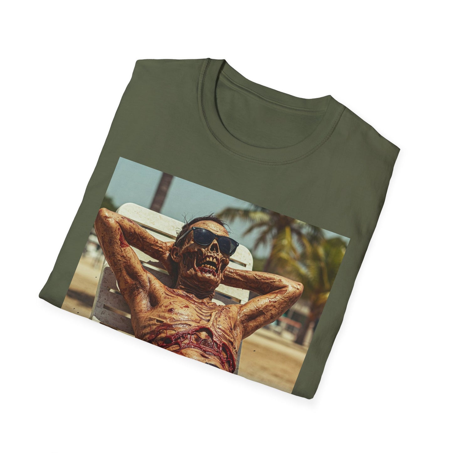 Chill Skeleton Apocalyptic Portrait Tee, bold, decaying zombie graphic