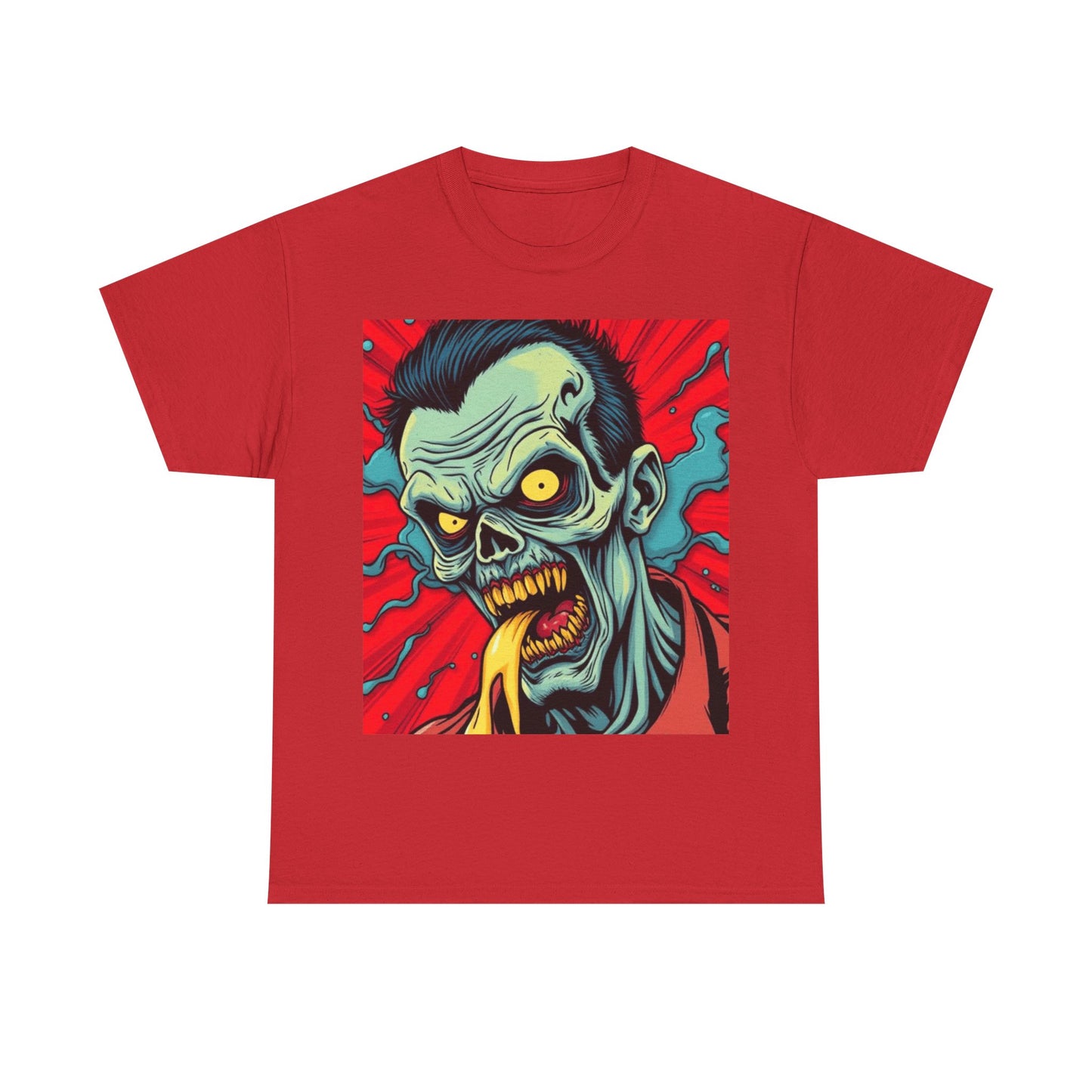 UK - Zombie Art Unisex Heavy Cotton Tee - Retro Horror Graphic Shirt