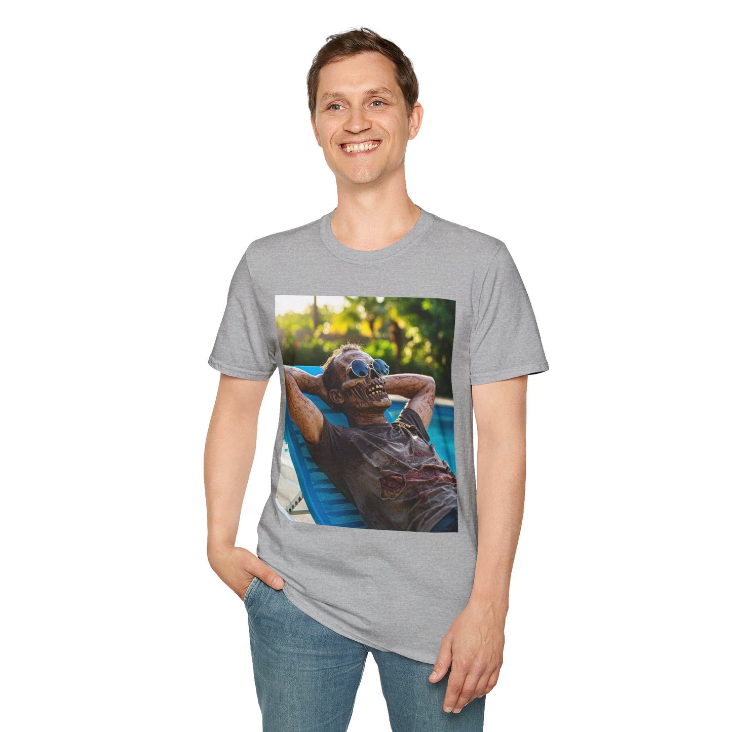 Chillin' Zombie Unisex Softstyle T-Shirt | Halloween Apparel