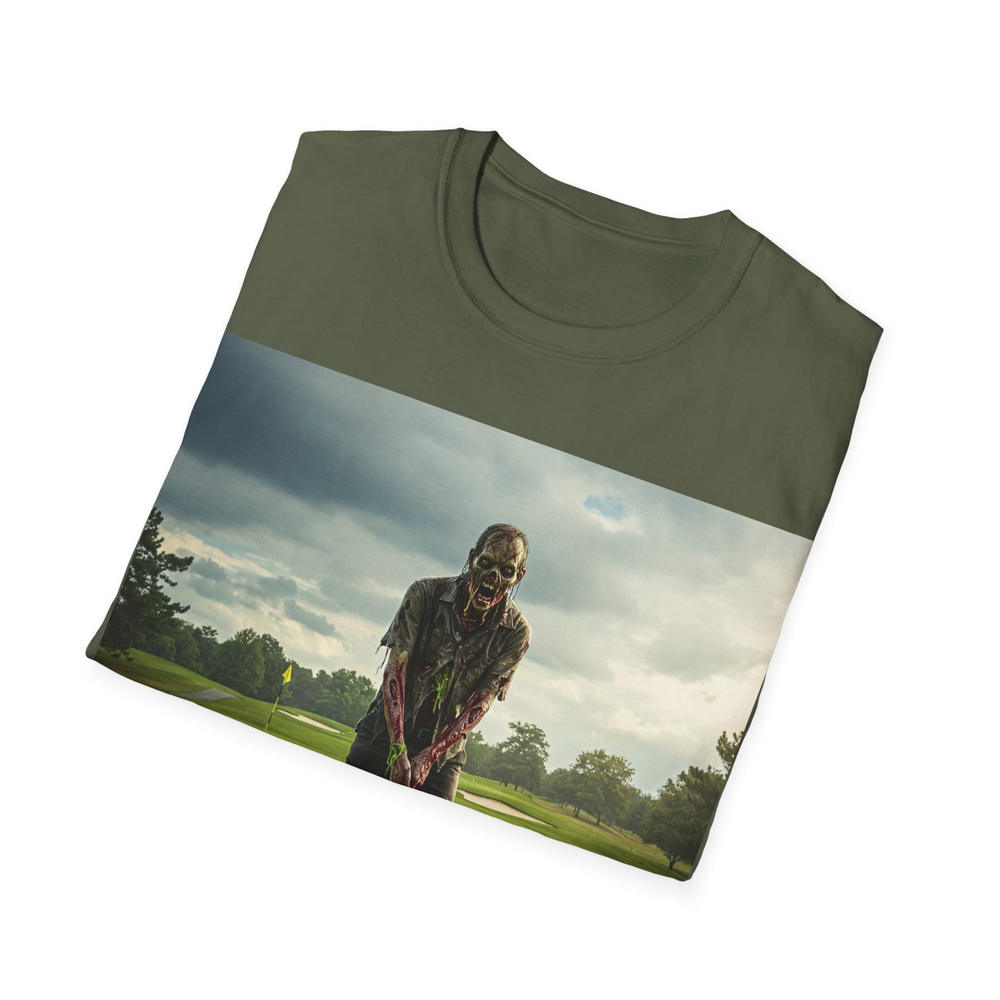 UK - Inspirational Golf Swing Apocalyptic Portrait Tee, bold, decaying zombie graphic