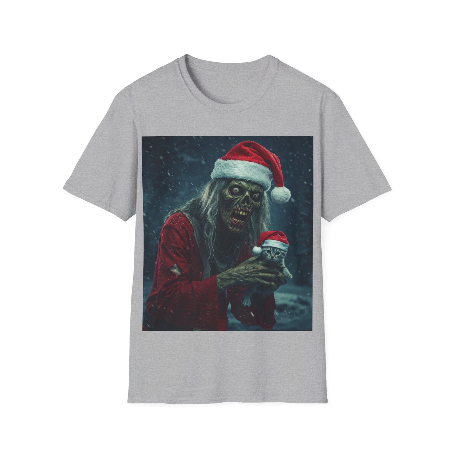 UK - Festive Zombie Santa Apocalyptic Portrait Tee, bold, decaying zombie graphic