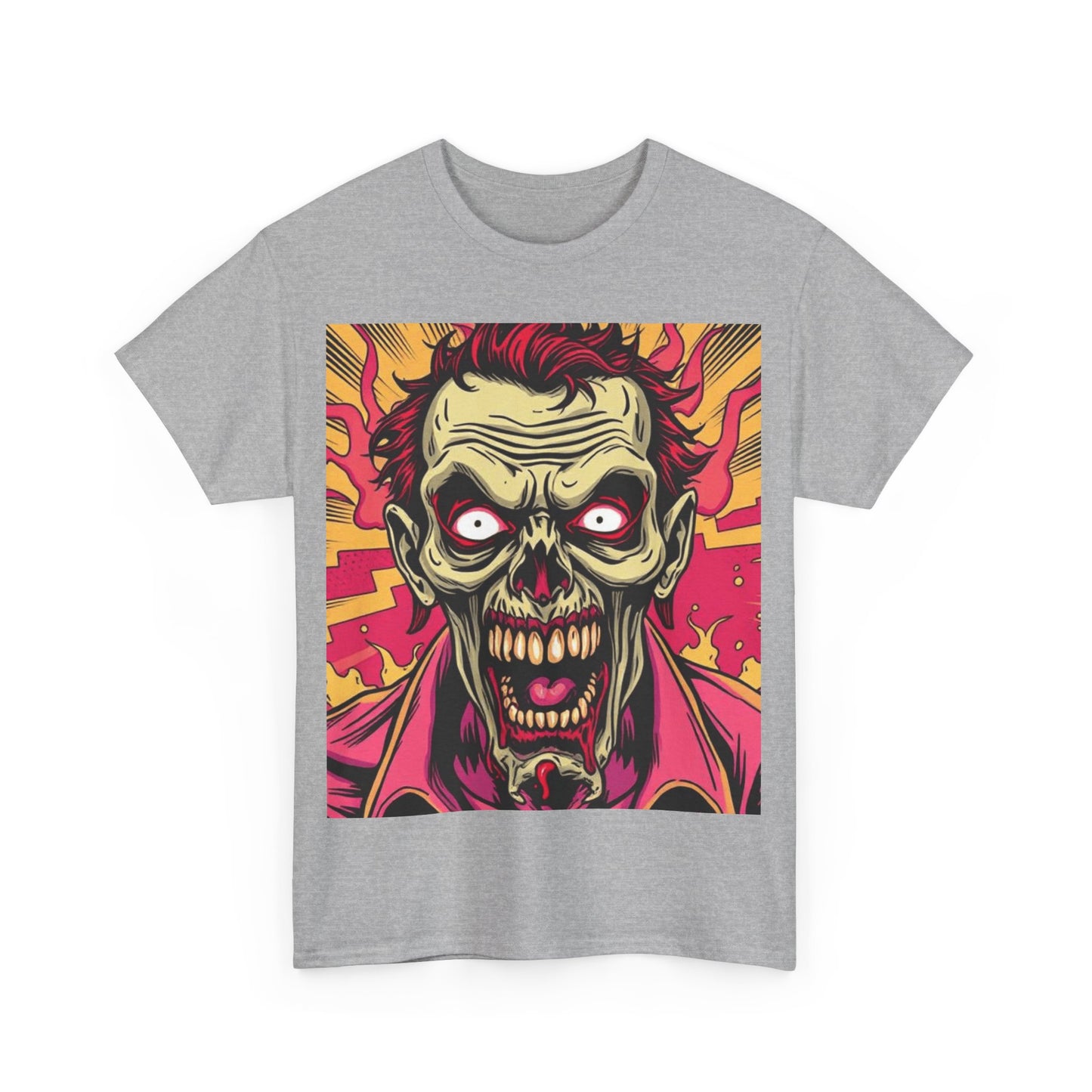 UK - Unisex Heavy Cotton Tee - Creepy Zombie Graphic Shirt