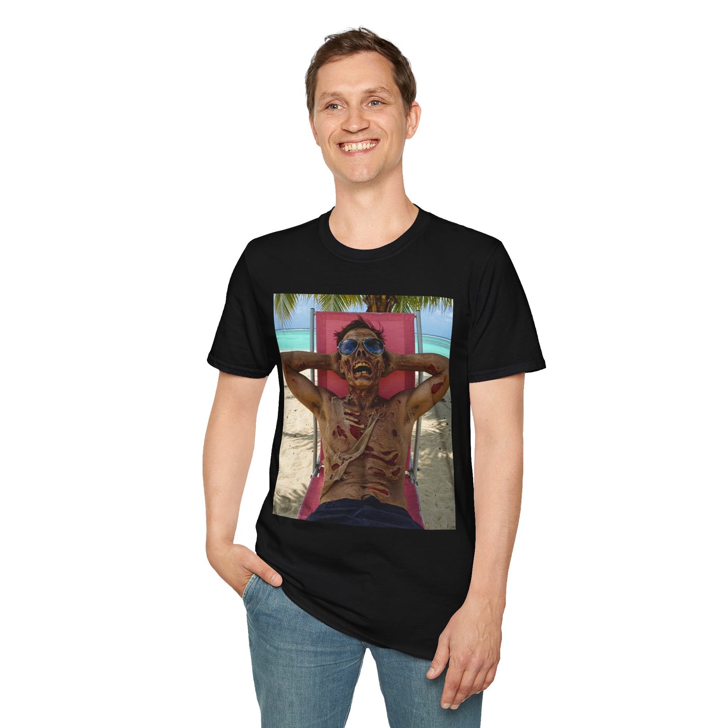 Chill Zombie Unisex Softstyle T-Shirt - Perfect for Beach Days & Halloween